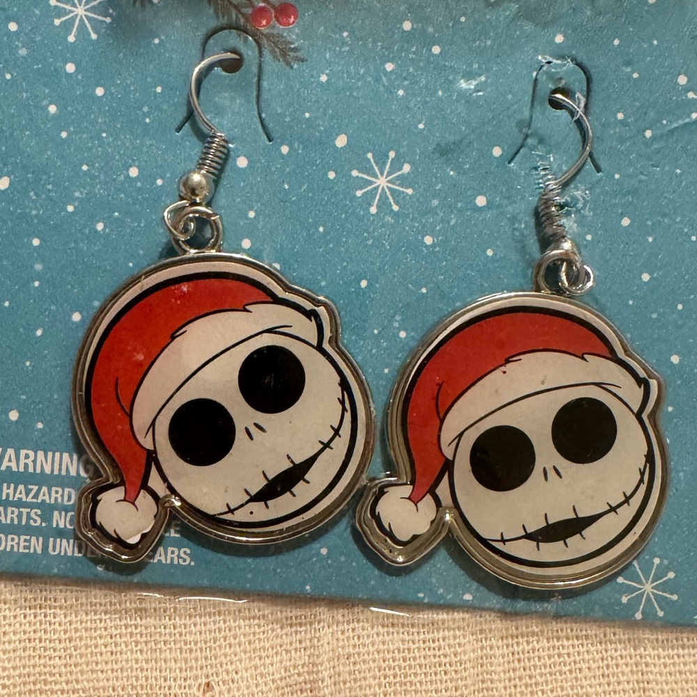 Disney Hypoallergenic Earrings - Silver and Red The Night Before Christmas